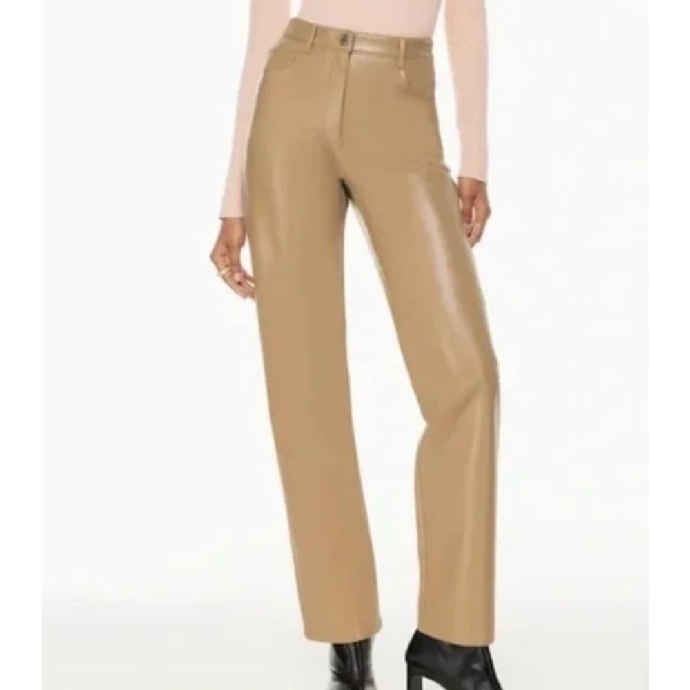 Aritzia Wilfred Melina Ankle Pant Iced Latte Sz 2 NWT High-waisted Vegan Leather